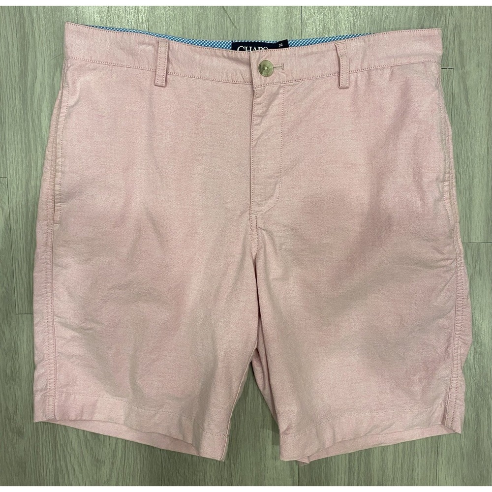 Chaps Flat Front Stretch Shorts Mens Size 32 Pink Chino Style Shorts *Flaw Stain